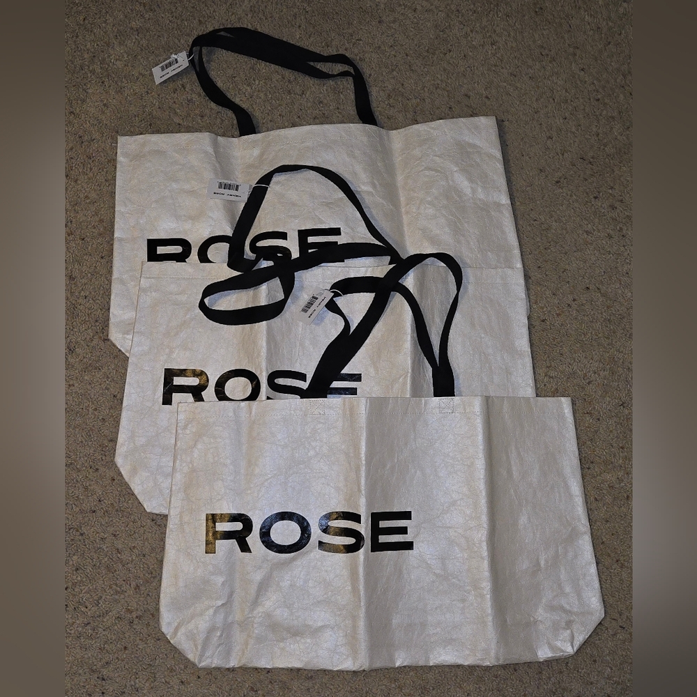 Henry Rose ONE Large Sturdy White Tote Bag with Black Handles NWT - Picture 4 of 7